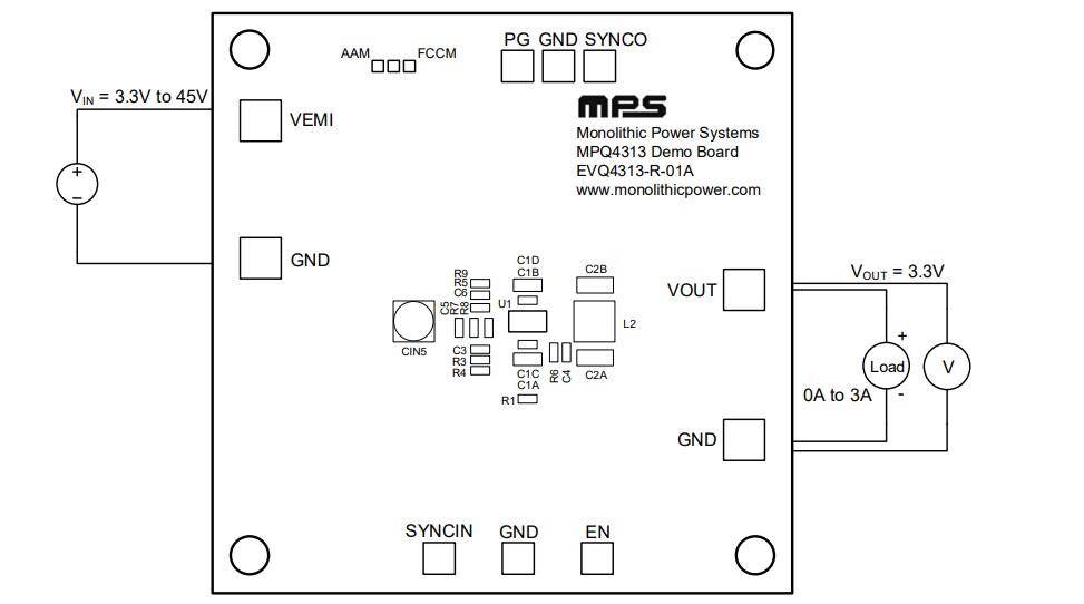 Application Circuit Diagram - Monolithic Power Systems (MPS) EVQ4313-R-01A Evaluation Board